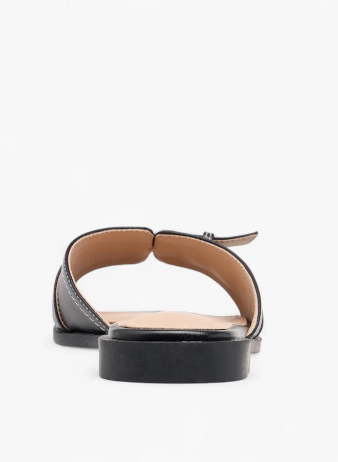 Flora Bella By Shoexpress Women Buckle Accent Slip-On Flat Sandals