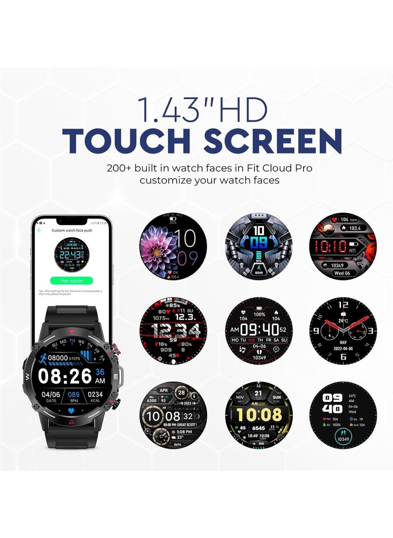 ibsun - AMOLED Smart Watch, 1.43" Smart Watches for Men with IP68,Bluetooth Call, AI Voice Assistant, Blood/Oxygen/Heart Rate Monitor Fitness Watch for Android iOS - Image 1