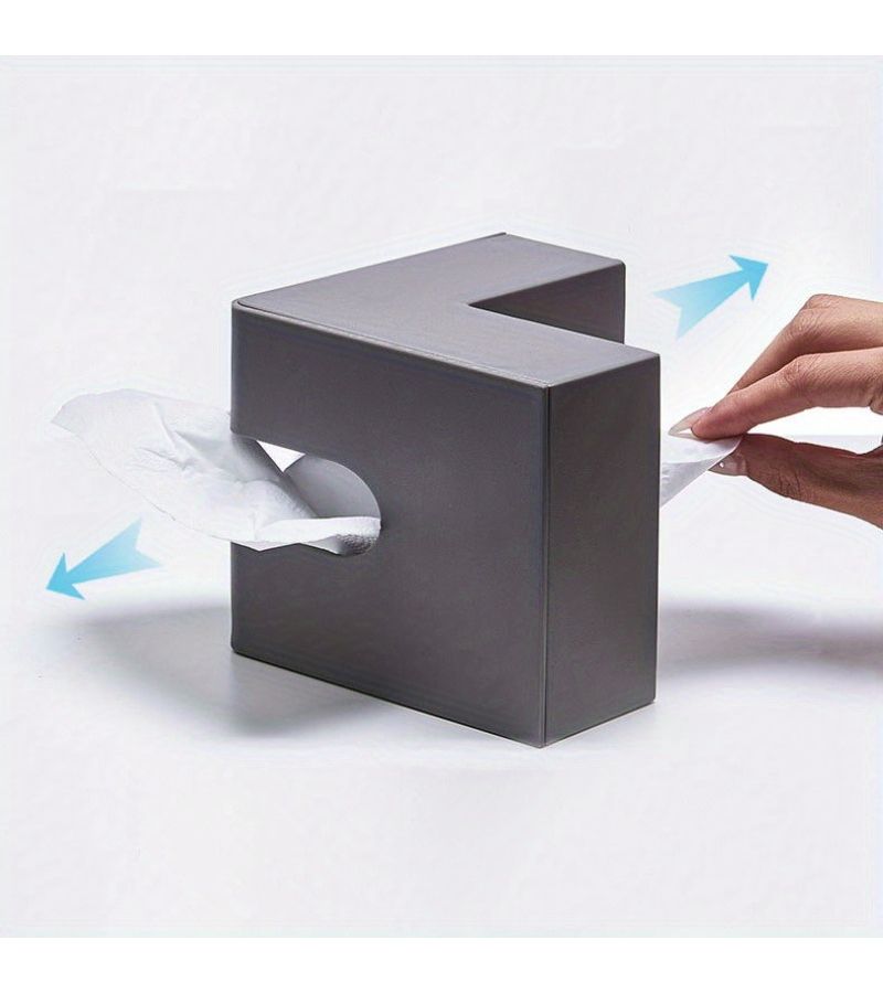 L Shaped Tissue Box Black Double Opening Design Sturdy Durable Space Saving For Bedroom Living Room Kitchen - Image 5