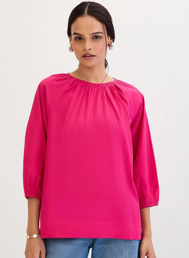 Femmella Femmella Pink Poplin Back Tie-Up Top
