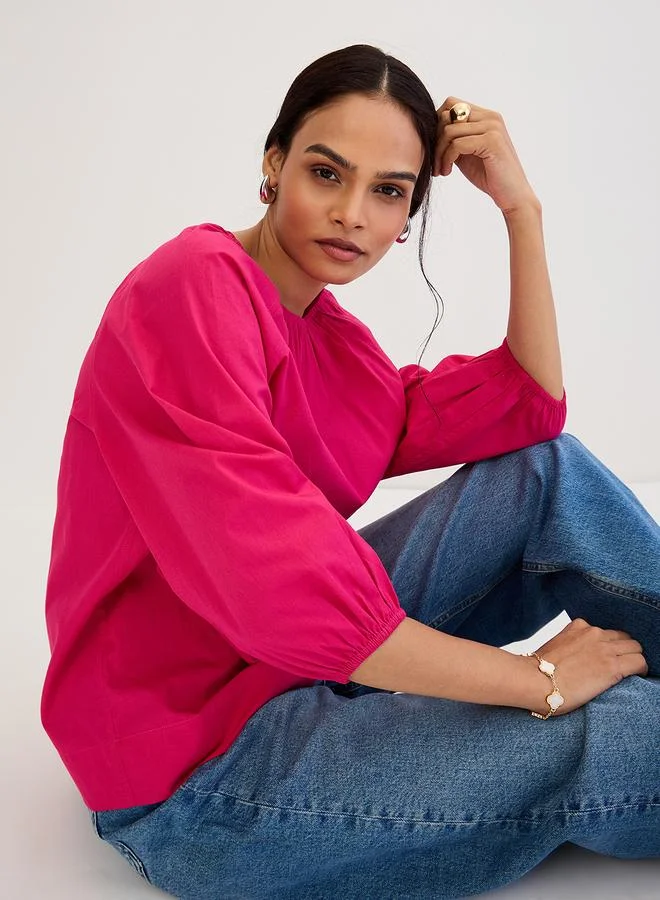 Femmella  Femmella Pink Poplin Back Tie-Up Top for Women | Best Price UAE