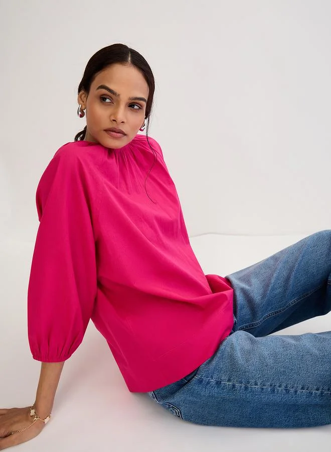Femmella  Femmella Pink Poplin Back Tie-Up Top for Women | Best Price UAE