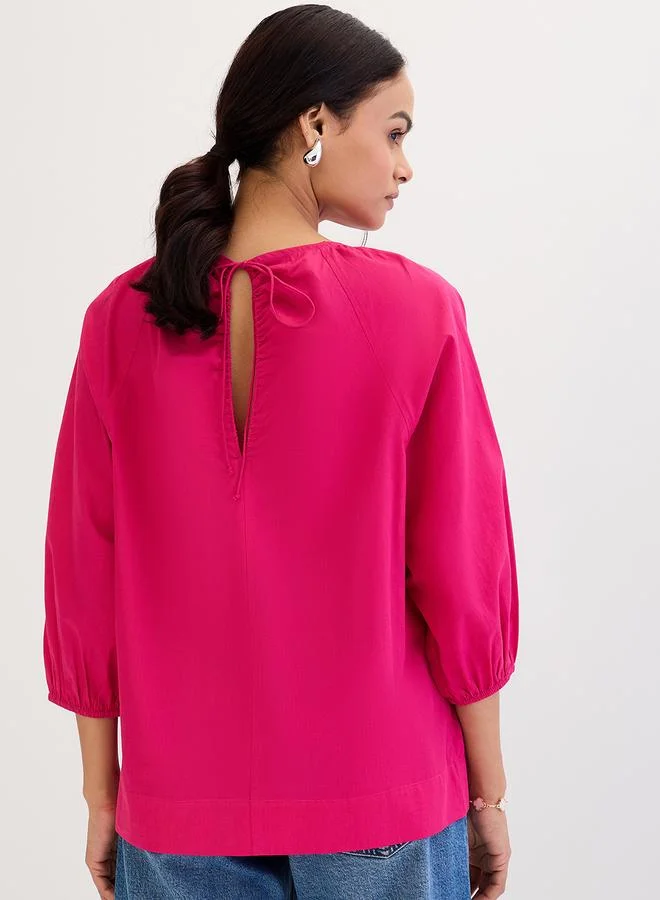 Femmella Femmella Pink Poplin Back Tie-Up Top