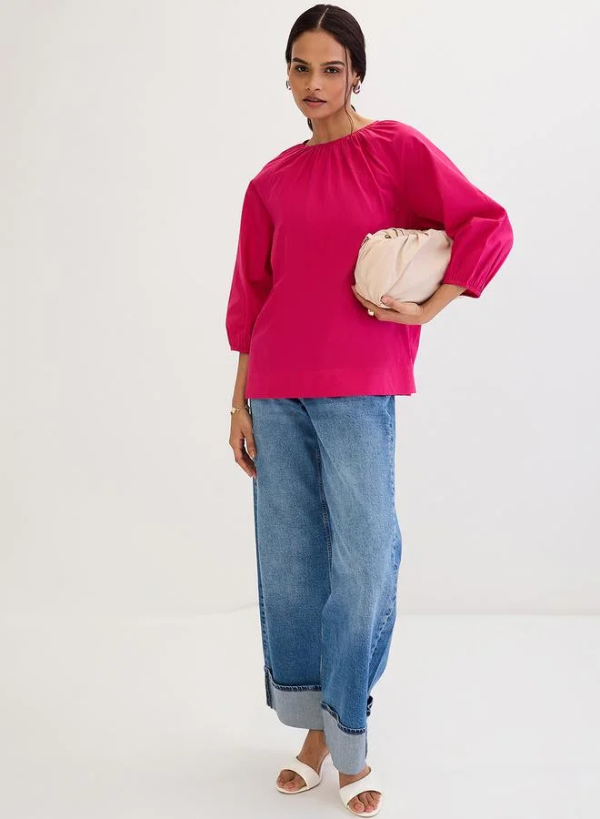 Femmella Femmella Pink Poplin Back Tie-Up Top