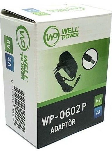Wellpower - 6V 2A Adapter 6 Volt 2 Ampere 5.5 x 2.5 mm Jack Plug Plastic Case Adapter WP-0602P - Image 1