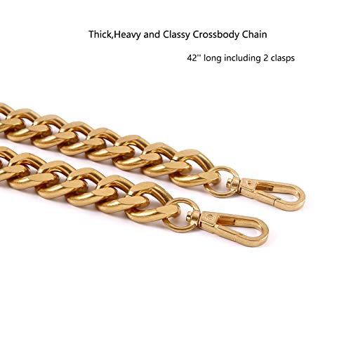 Yichain 42''Substantial Big Metal Cross-Body Chain Purse Strap Replacement for Mini Wallet,Waist Pack,Chest Bag (Antique Gold,Large) - Image 3