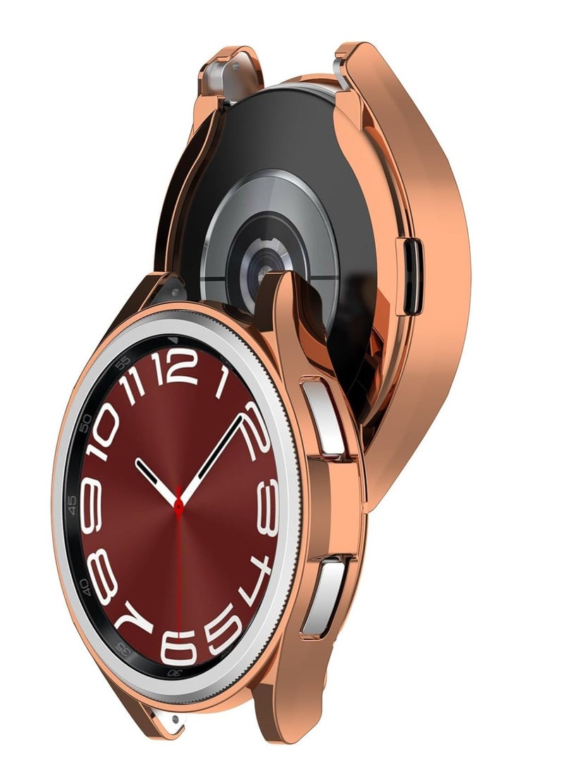 حافظة حماية ممتصة للصدمات لساعة سامسونج جالاكسي 6 الكلاسيكية 43 ملم، [بدون فيلم شاشة] حافظة حماية مرنة خفيفة الوزن ولامعة من مادة TPU لساعة سامسونج جالاكسي 6 الكلاسيكية 43 ملم - ذهبي وردي - Image 3