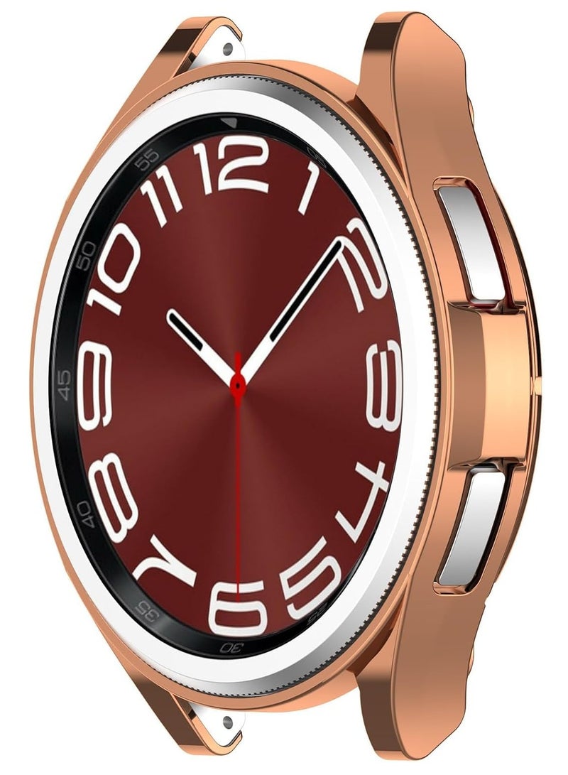 حافظة حماية ممتصة للصدمات لساعة سامسونج جالاكسي 6 الكلاسيكية 43 ملم، [بدون فيلم شاشة] حافظة حماية مرنة خفيفة الوزن ولامعة من مادة TPU لساعة سامسونج جالاكسي 6 الكلاسيكية 43 ملم - ذهبي وردي - Image 4