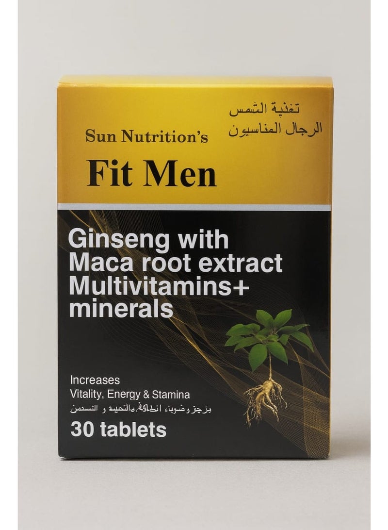Sun Nutrition’s Fit Men Tablets – Ginseng with Maca Root Extract, Multivitamins & Minerals (30 Tablets) - Image 1
