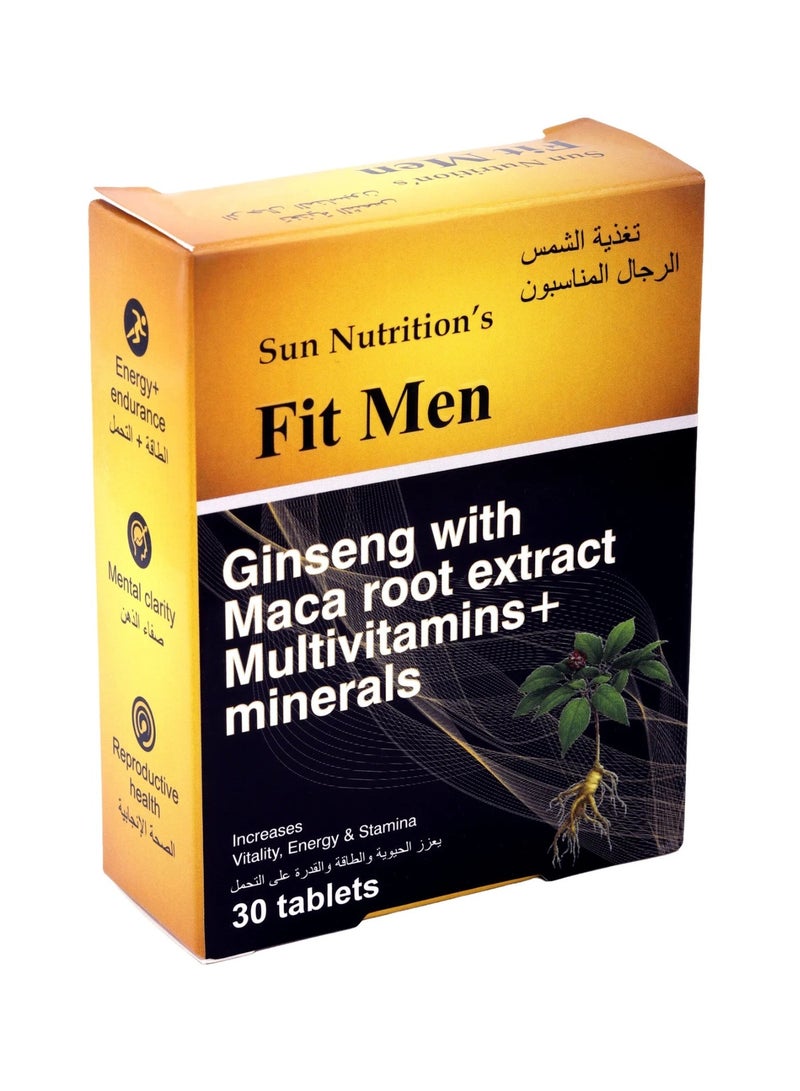 Sun Nutrition’s Fit Men Tablets – Ginseng with Maca Root Extract, Multivitamins & Minerals (30 Tablets) - Image 2