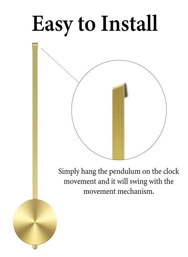 NiHome ساعة حائط ني هوم كوارتز بديل البندول - ساعة ميكانيكية تقليدية من الألمنيوم بتصميم ريترو مع بندول لامع عالي (ذهبي) - Image 4