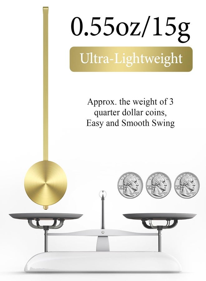 NiHome ساعة حائط ني هوم كوارتز بديل البندول - ساعة ميكانيكية تقليدية من الألمنيوم بتصميم ريترو مع بندول لامع عالي (ذهبي) - Image 2