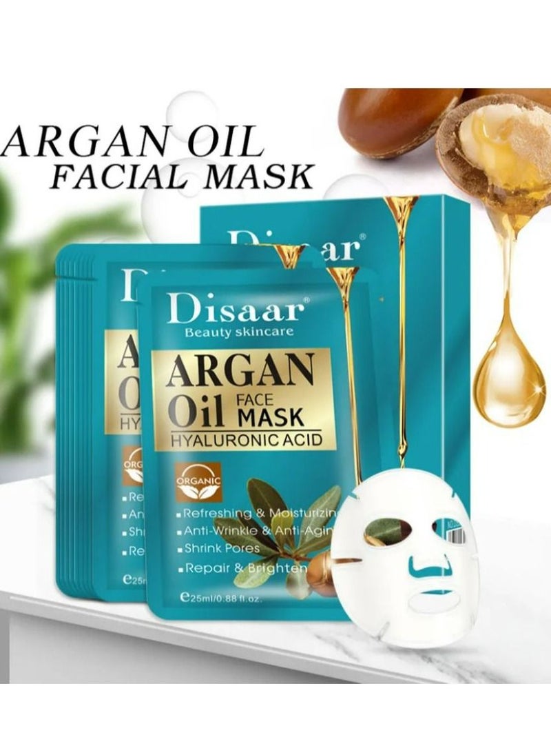 Disaar Argan Oil Facial Mask Moisturizing and Brightening Mask (10 Pack) - Image 1