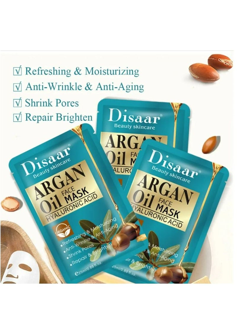Disaar Argan Oil Facial Mask Moisturizing and Brightening Mask (10 Pack) - Image 4