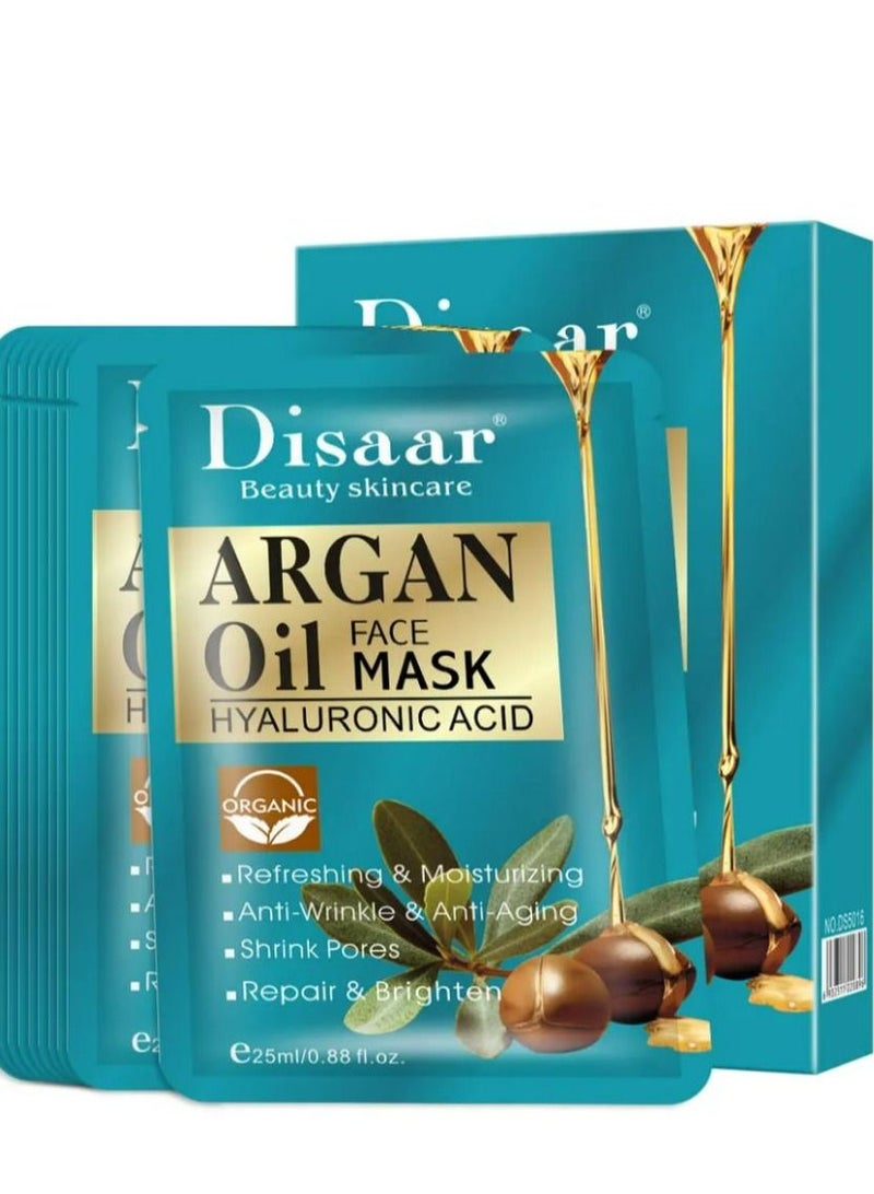 Disaar Argan Oil Facial Mask Moisturizing and Brightening Mask (10 Pack) - Image 2