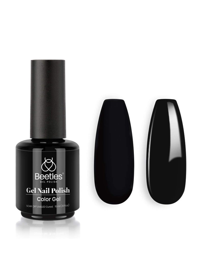 beetles Gel Polish Beetles Gel Nail Polish, 1 Pcs 15ml Audrey Black Color Soak Off Gel Polish Nail Art Manicure Salon DIY Nail Uv Lamp Gel Nail Design Decoration at Home Gift for Women Gel Nail Polish  - Image 1