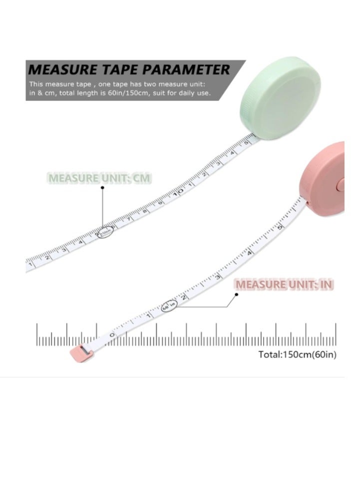 Yakumuz 3 Packs Retractable Tape Measure + 1PCS Soft Boby Measuring Tape for Body Measurements(60-Inch), Yakumuz Premium Sewing Tape Double Scale Vinyl Ruler for Weight Loss Medical Tailor Fabric Cloth Knitting Craft  - Image 2