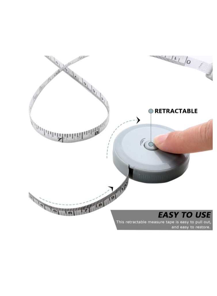 Yakumuz 3 Packs Retractable Tape Measure + 1PCS Soft Boby Measuring Tape for Body Measurements(60-Inch), Yakumuz Premium Sewing Tape Double Scale Vinyl Ruler for Weight Loss Medical Tailor Fabric Cloth Knitting Craft  - Image 3