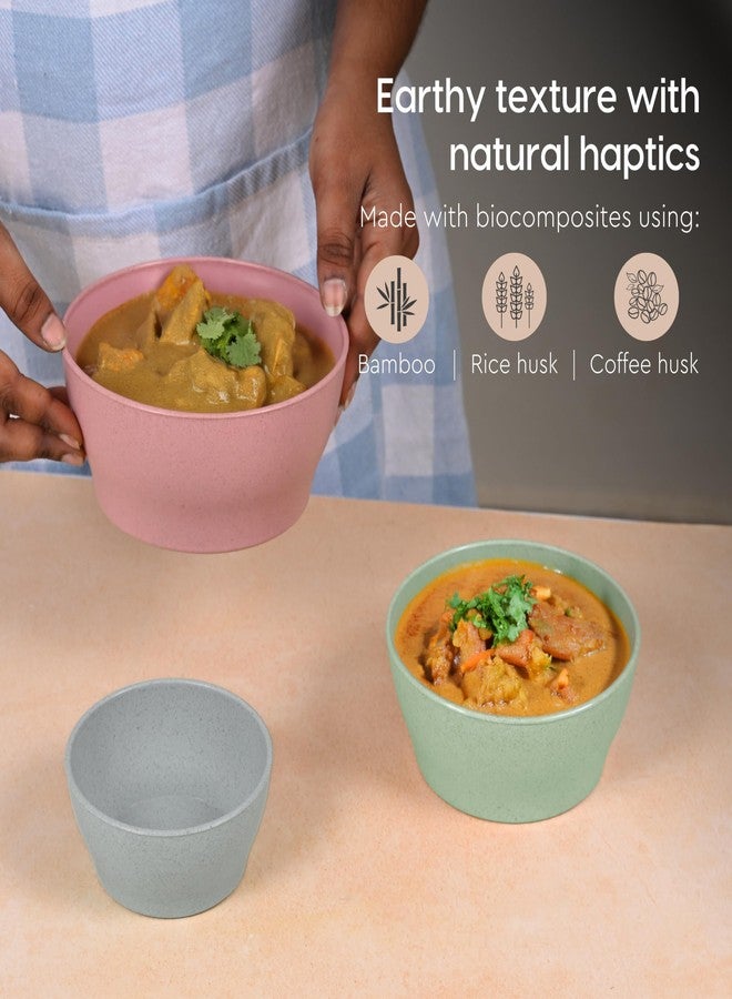 Eha Earth Friendly Elara Curry Bowls | 275 ml | Microwave Safe Bowl Set (Reheat) | Snack Bowl Made with Rice Husk Biocomposite| for Hot & Cold Serving Bowl Set | Set of 4 | Multicolor - Image 5