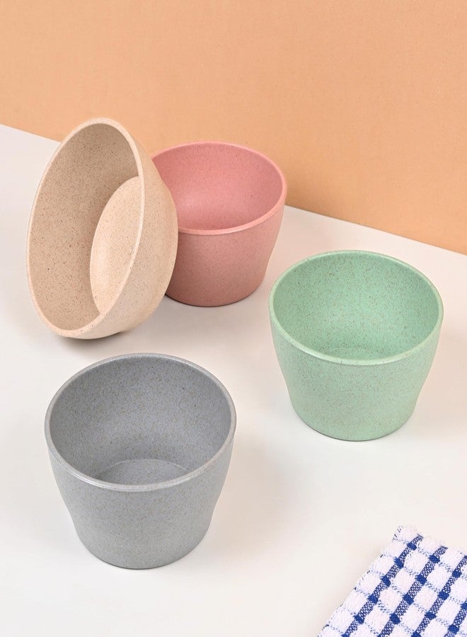 Eha Earth Friendly Elara Curry Bowls | 275 ml | Microwave Safe Bowl Set (Reheat) | Snack Bowl Made with Rice Husk Biocomposite| for Hot & Cold Serving Bowl Set | Set of 4 | Multicolor - Image 1