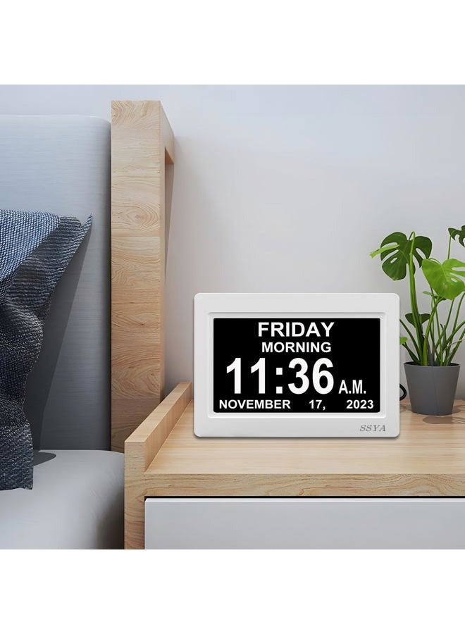 SSYA Digital Calendar Alarm Clock - Dementia Clocks for Vision Impaired, Elderly, Memory Loss Clock with Non-Abbreviated Clock with Date and Day (7 inch) - Image 5