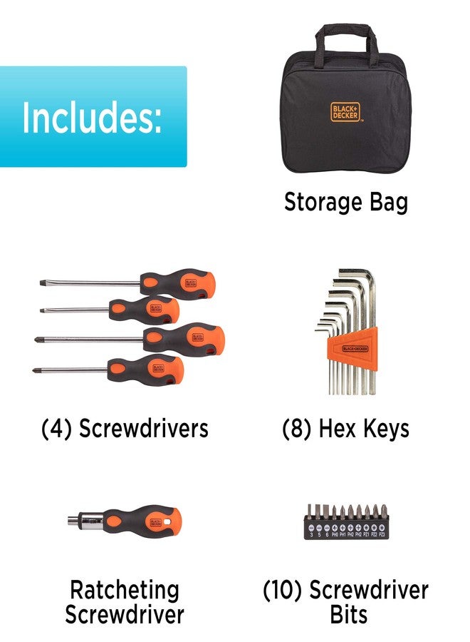 beyond by BLACK+DECKER Screwdriver Set with Storage Bag, Magnetic Tip, 23-Piece (BDHT6223CAPB) - Image 2