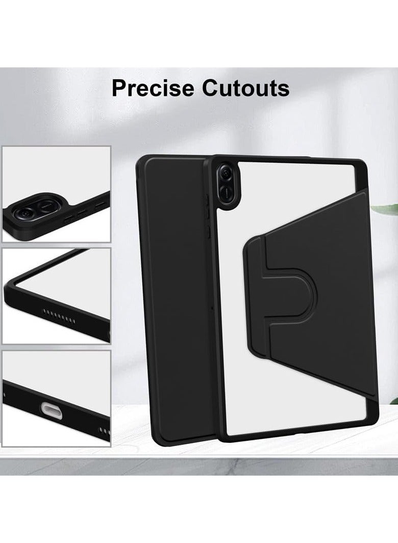 Clear Back Case Compatible with Honor Pad X8a 11-inch 2024, 360 Degree Swivel Stand Flip Smart Cover Auto Sleep/Wake Case For Honor Pad X8a Tablet (Black) - Image 3