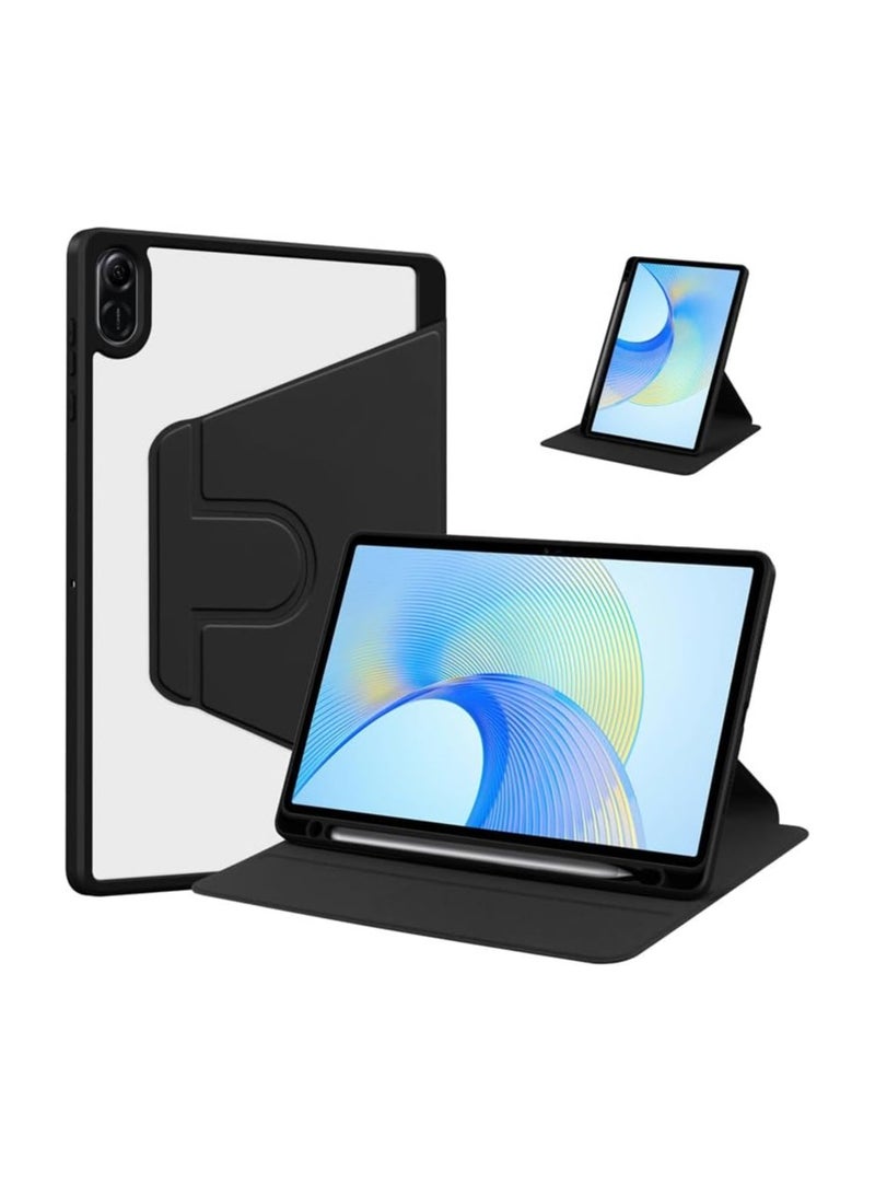 Clear Back Case Compatible with Honor Pad X8a 11-inch 2024, 360 Degree Swivel Stand Flip Smart Cover Auto Sleep/Wake Case For Honor Pad X8a Tablet (Black) - Image 1