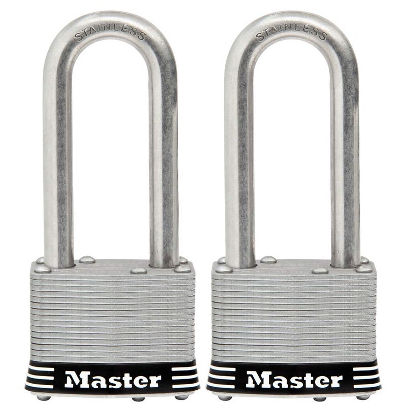 Master Lock 5SSTLJ Stainless Steel Outdoor Padlock with Key 2 Pack KeyedAlike