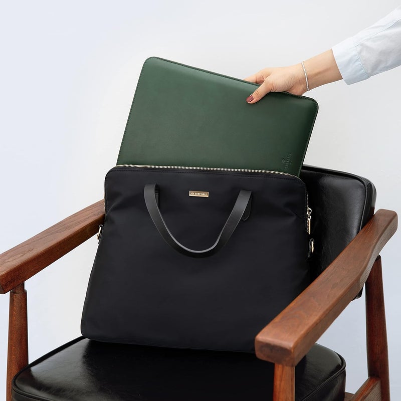 Comfyable حافظة لابتوب رفيعة 16 بوصة متوافقة مع ماك بوك برو 16 بوصة M4 M3 M2 M1 برو/ماكس 2024-2021، غلاف واقي من الجلد الصناعي 16 بوصة، أخضر - Image 5