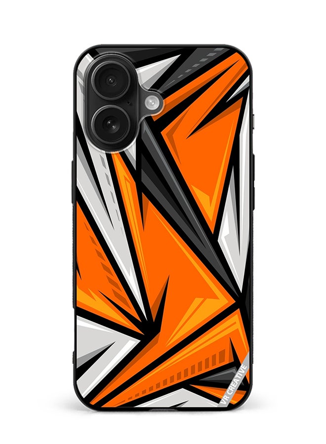 VR CREATIVE Protective Case Cover For Apple iPhone 16 Plus Texture Sports Racing Style Orange Color Design Multicolour
