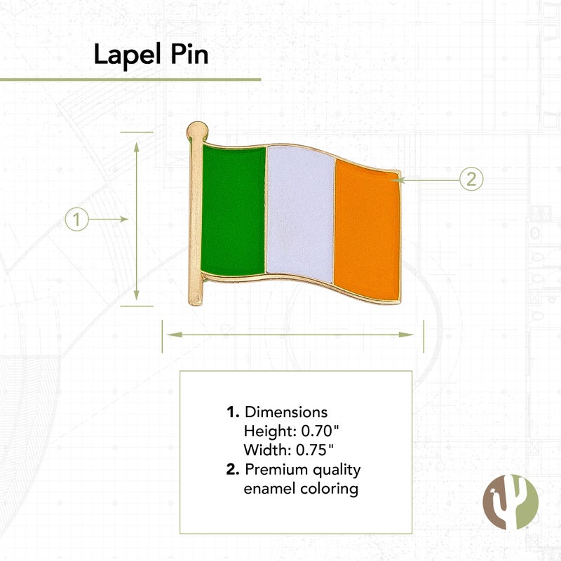 Desert Cactus Ireland Lapel Pin Country Enamel Made of Metal Souvenir Hat Men Women Patriotic Irish (Waving Flag Lapel Pin) - Image 2