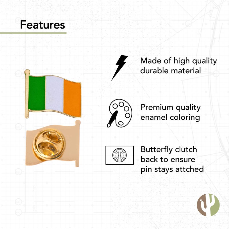 Desert Cactus Ireland Lapel Pin Country Enamel Made of Metal Souvenir Hat Men Women Patriotic Irish (Waving Flag Lapel Pin) - Image 3