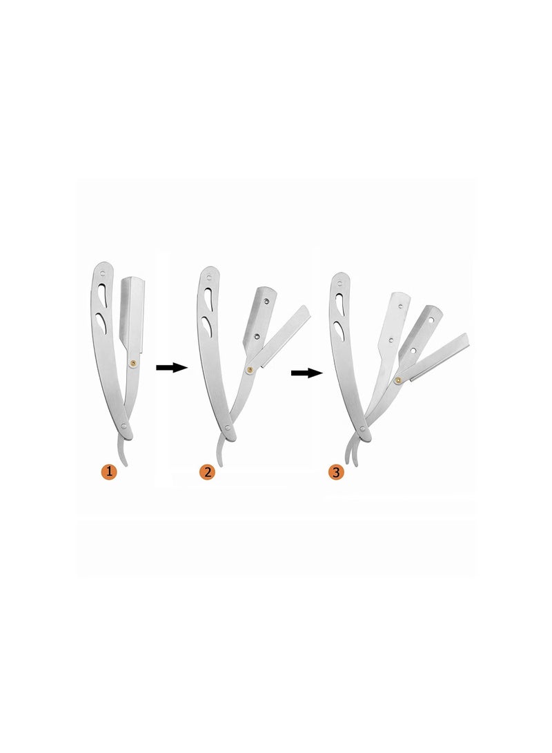 APACHE Professional Cutting Straight Razor, Single Blade Barber Quality Beard and Mustache Razor Silver (comes with a box of 5 blades) - Image 4