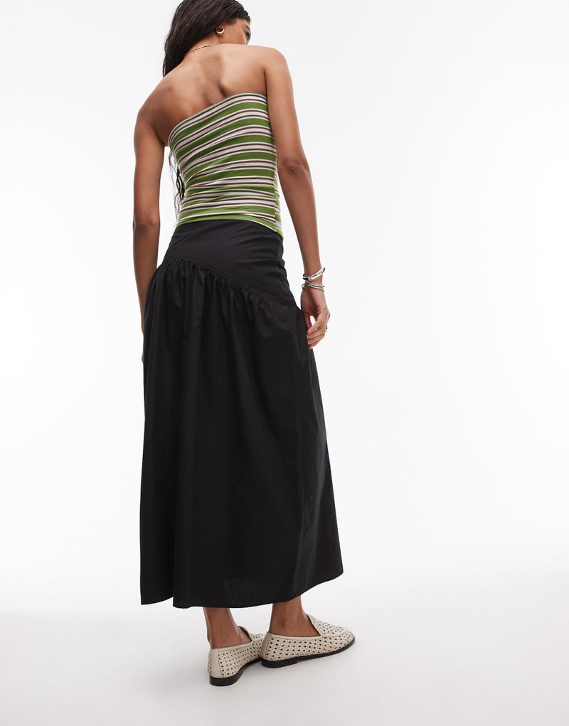 TOPSHOP Poplin Full   Curved Dropped Waist Skirt  - Image 2