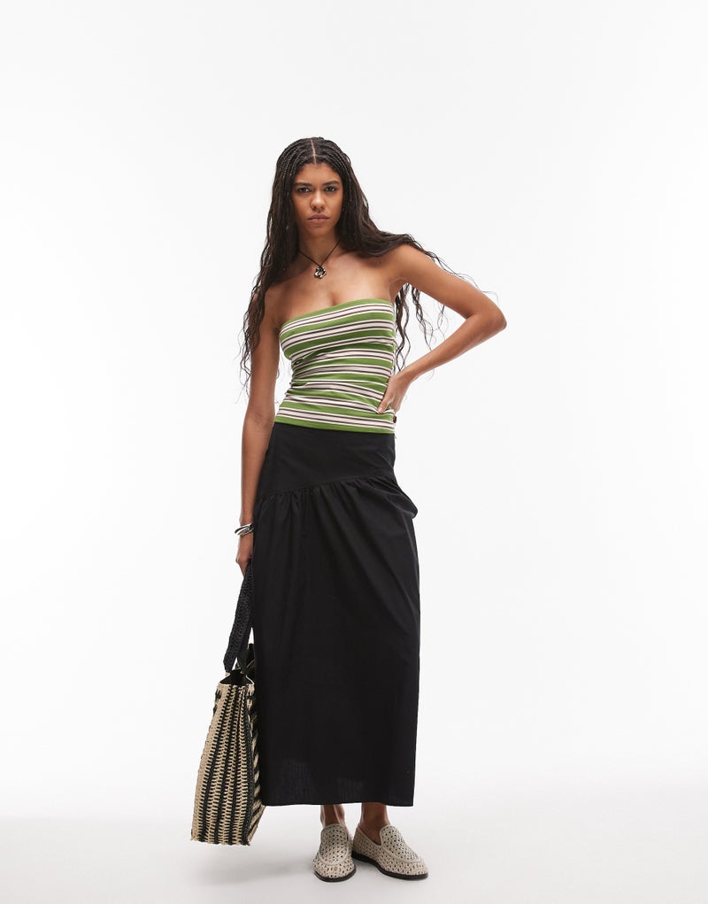 TOPSHOP Poplin Full   Curved Dropped Waist Skirt  - Image 4