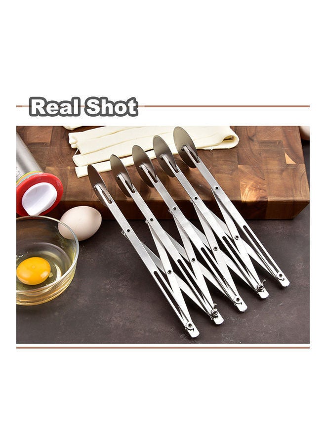NIBEMINENT 5 Wheel Stainless Steel Pizza Knife Cutter With Adjustable Dough Divider For Pastry Pasta Cakes Cookies Kitchen Baking Tool Silver 25*6*6.5cm - Image 1