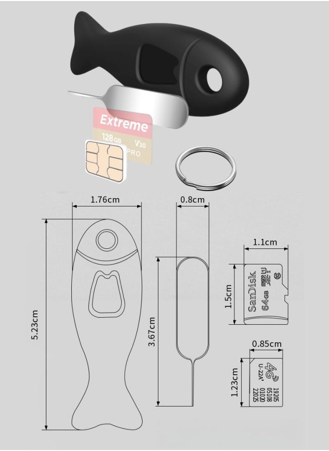 Harse 5Pcs Cute Fish Shape SIM Card Removal Tool and Storage Holder Multifunction Silicone Case with Eject Pins for SIM and Memory Cards (Colorful)  - Image 2