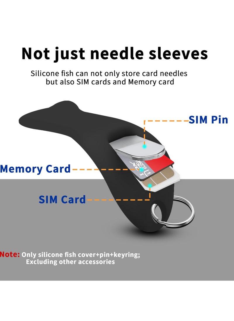 Harse 5Pcs Cute Fish Shape SIM Card Removal Tool and Storage Holder Multifunction Silicone Case with Eject Pins for SIM and Memory Cards (Colorful)  - Image 3