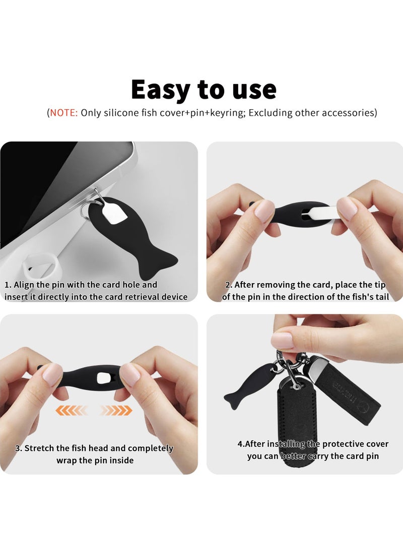 Harse 5Pcs Cute Fish Shape SIM Card Removal Tool and Storage Holder Multifunction Silicone Case with Eject Pins for SIM and Memory Cards (Colorful)  - Image 5