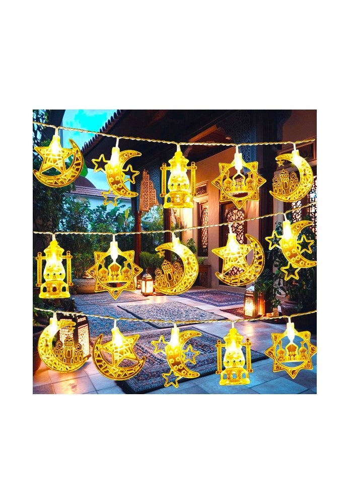 Generic Ramadan Decorations, Ramadan Lights with Star Moon Castle Design Fairy String Lights Indoor Outdoor for Garden Home Party Festival Decorations, Warm White Ramadan Tree lights Operated by Battery  - Image 1
