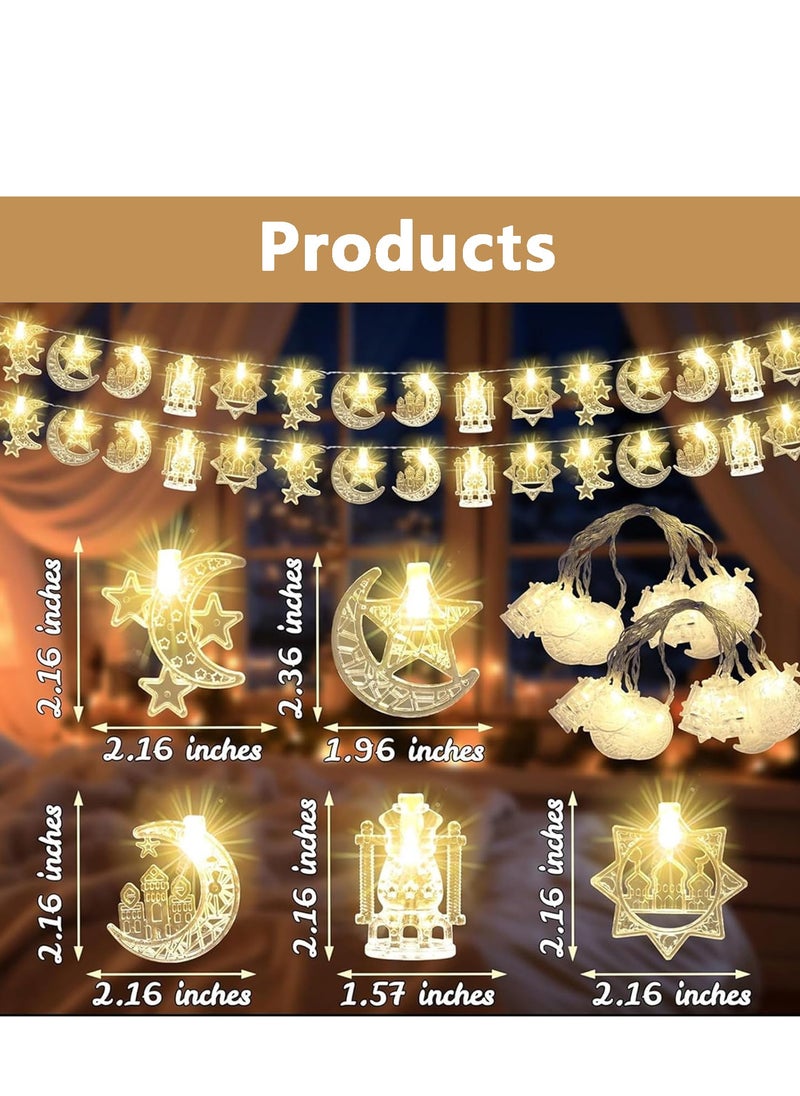 Generic Ramadan Decorations, Ramadan Lights with Star Moon Castle Design Fairy String Lights Indoor Outdoor for Garden Home Party Festival Decorations, Warm White Ramadan Tree lights Operated by Battery  - Image 2