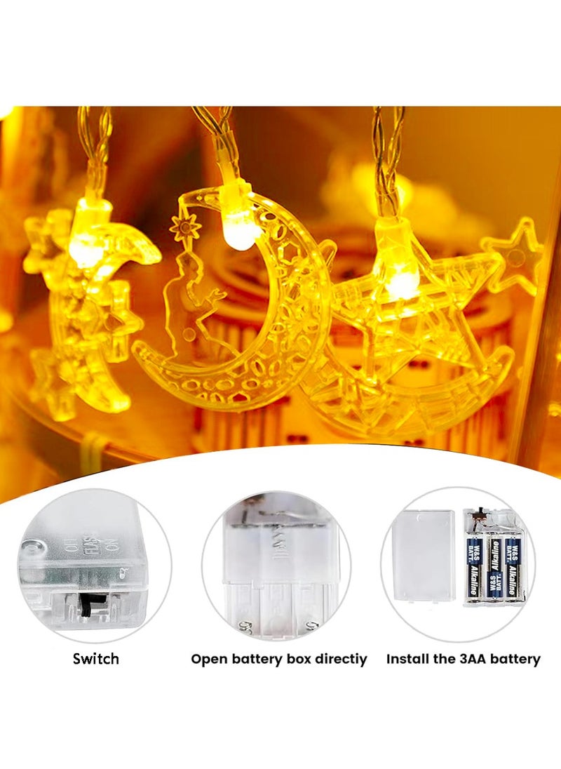 Generic Ramadan Decorations, Ramadan Lights with Star Moon Castle Design Fairy String Lights Indoor Outdoor for Garden Home Party Festival Decorations, Warm White Ramadan Tree lights Operated by Battery  - Image 5