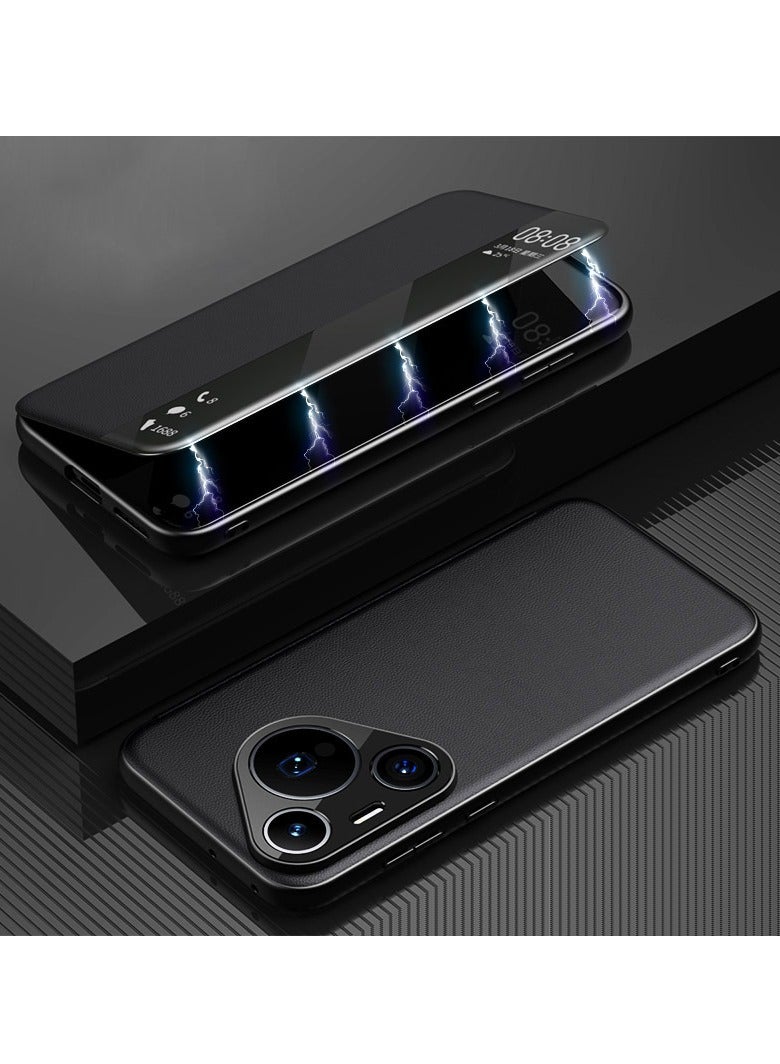 general Compatible with Huawei Pura 70 Smart Leather Case 70 Pro/ 70Pro + Magnetic Flap Cover CaseHuawei Pura 70 Ultra Leather Phone Case - Image 2