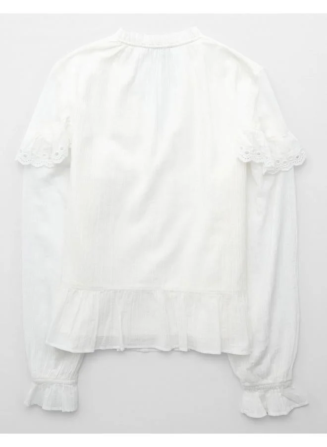 American Eagle AE Long-Sleeve Ruffle Peasant Blouse