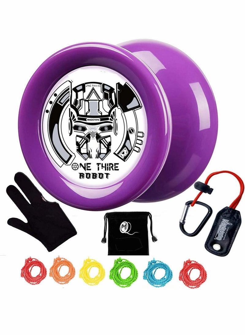 Excefore YOYO Responsive Yoyo D2 ONE Third Purple Ball Bearing Yoyo Axle, Premium Plastic Yoyo, Super Durable+ Yoyo Glove + Yoyo Bag + 6 Yoyo Strings, Suitable for beginners adults and children - Image 1
