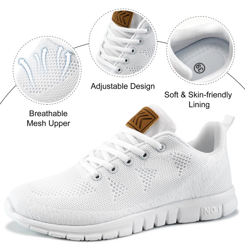 FUDYNMALC Womens Sneakers Tennis Shoes: Fashion Lightweight Non Slip Footwear for Walking Casual Travel White - Image 4
