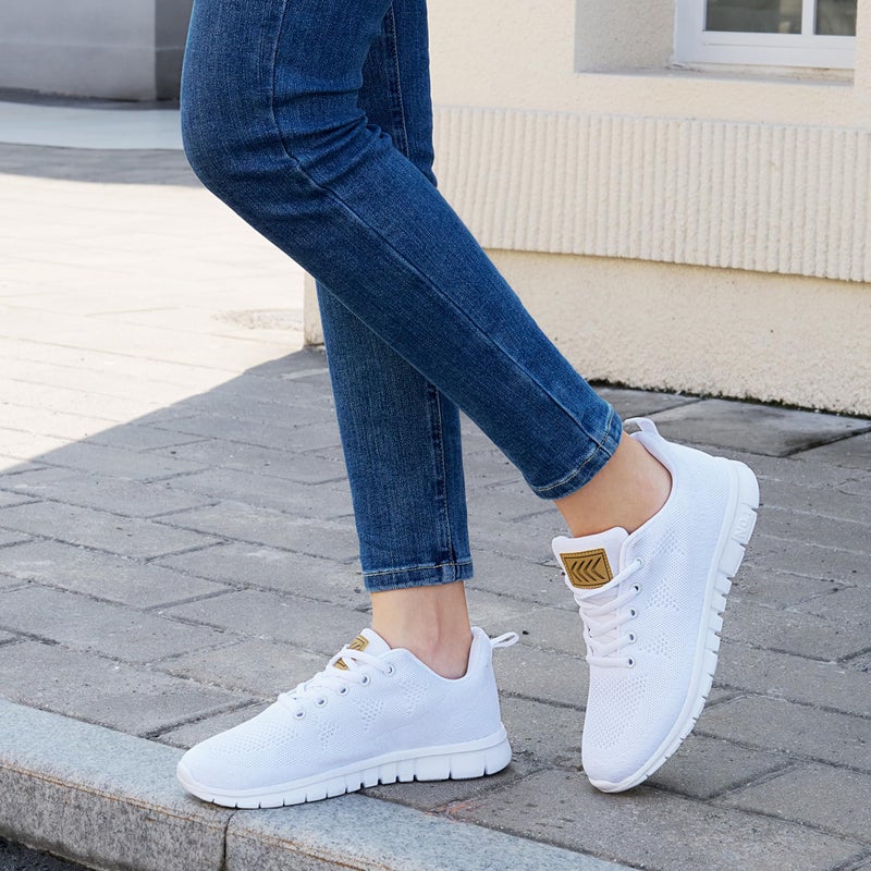 FUDYNMALC Womens Sneakers Tennis Shoes: Fashion Lightweight Non Slip Footwear for Walking Casual Travel White - Image 2
