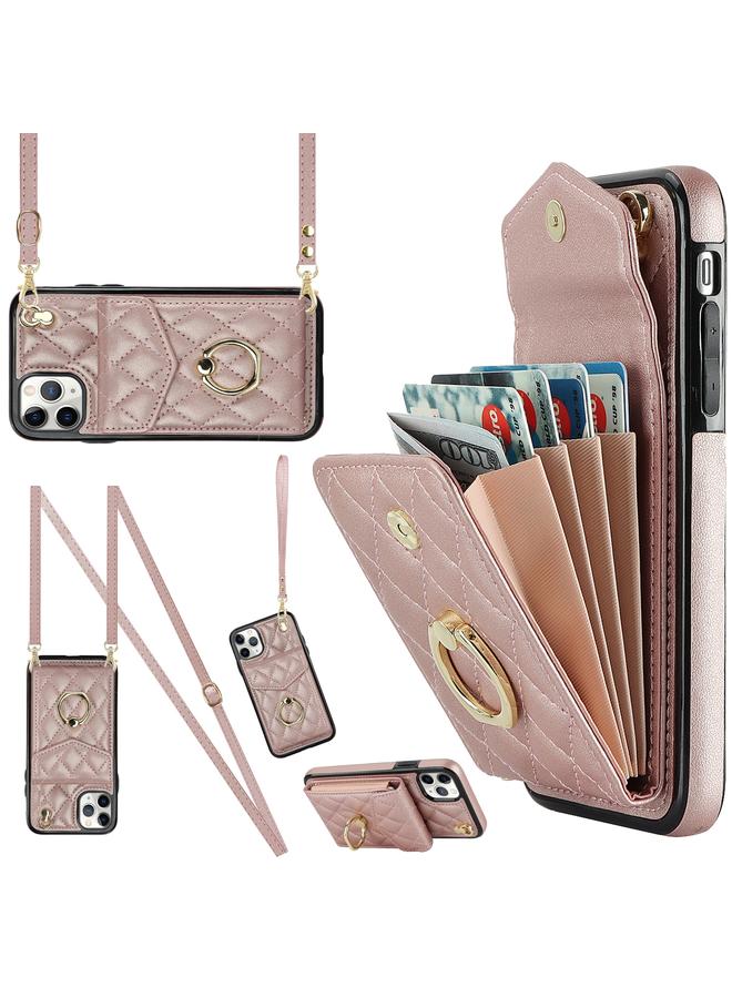 زبون جراب لهاتف iPhone 11 Pro Max بتصميم معيني مع حقيبة بطاقات وحبل طويل - Image 1