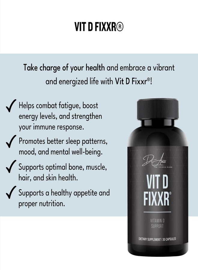 Fixxr VIT D by Dr. Amie | High Potency Vitamin D with K1, K2, and geranylgeraniol (GG) | 10,000 IU per Capsule | 30 Day Supply, 30 Capsules - Image 2